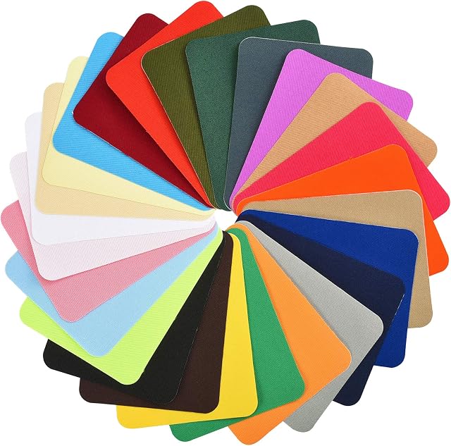 Irich 26Pcs Iron On Mending Patches Fabric, Rectangle Repair Patches Kits, Cuttable and Repair for Jeans Clothing Jacket Patches(Colorful)