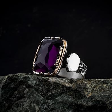 Purple Zircon Stone 925 Sterling Silver Ring Stylish Design Jewelry Gift For Men