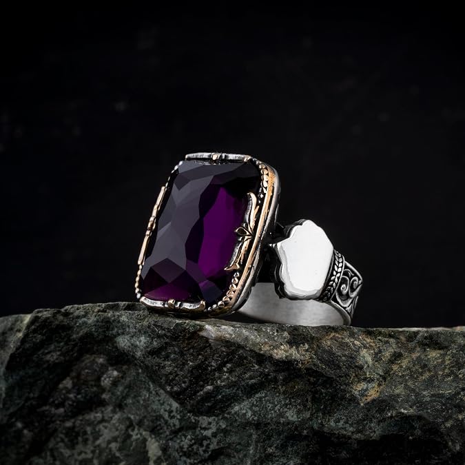 Purple Zircon Stone 925 Sterling Silver Ring Stylish Design Jewelry Gift For Men