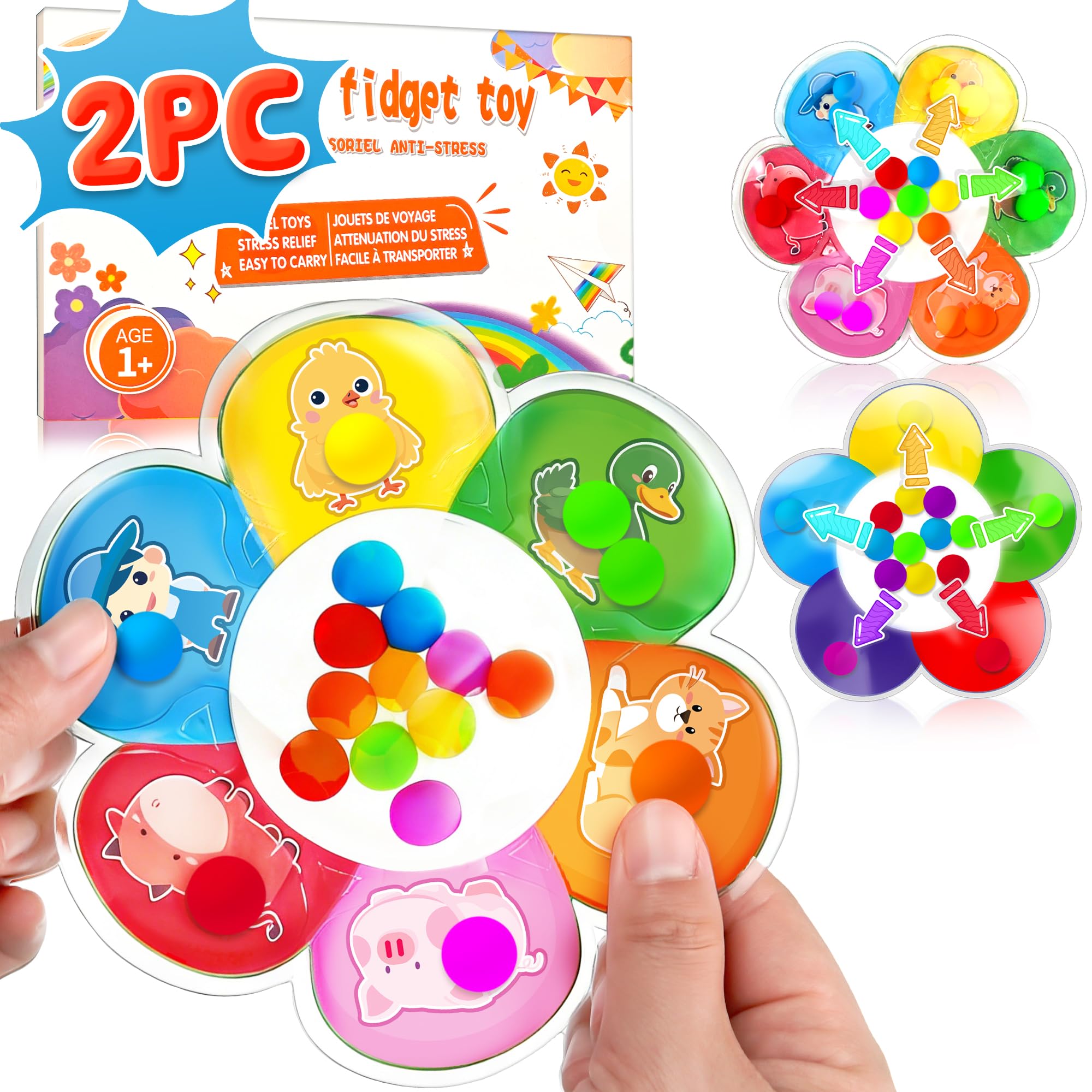 Photo 1 of 2PC Color Sorting Sensory Toy for Toddler Girl, Farm Animal Roadtrip Travel Essential Fidget Game, Montessori Preschool Learning Activities for Kid Boy Aged 2 3 4 Dementia Easter Basket Stuffer Gift
