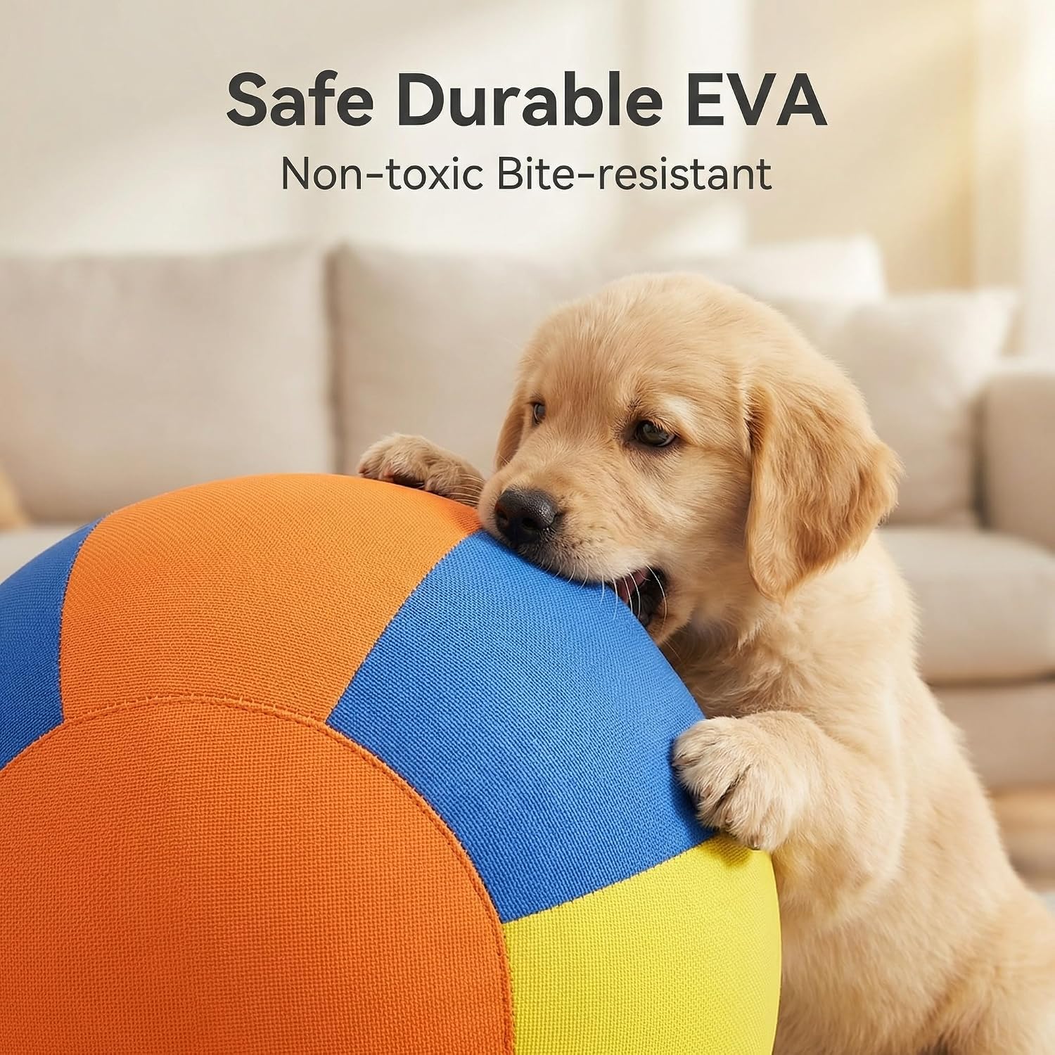 Mellow Dog Calming Herding Ball for Dogs – 21.65" Giant Inflatable Exercise Toy for Anxiety Relief & Boredom – Durable, Tear-Resistant Push Ball with Handle & Pump – Interactive Play for Large Breeds