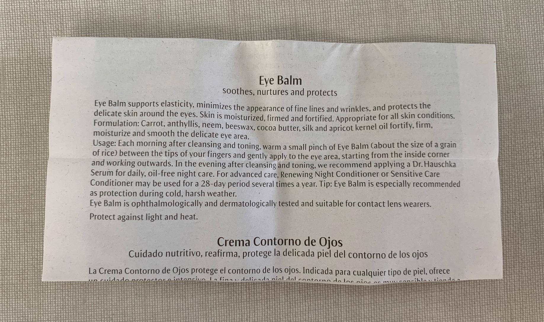 Dr. Hauschka Eye Balm: Soothing, Moisturizing, and Protecting...But Leaves a Waxy Shine Behind