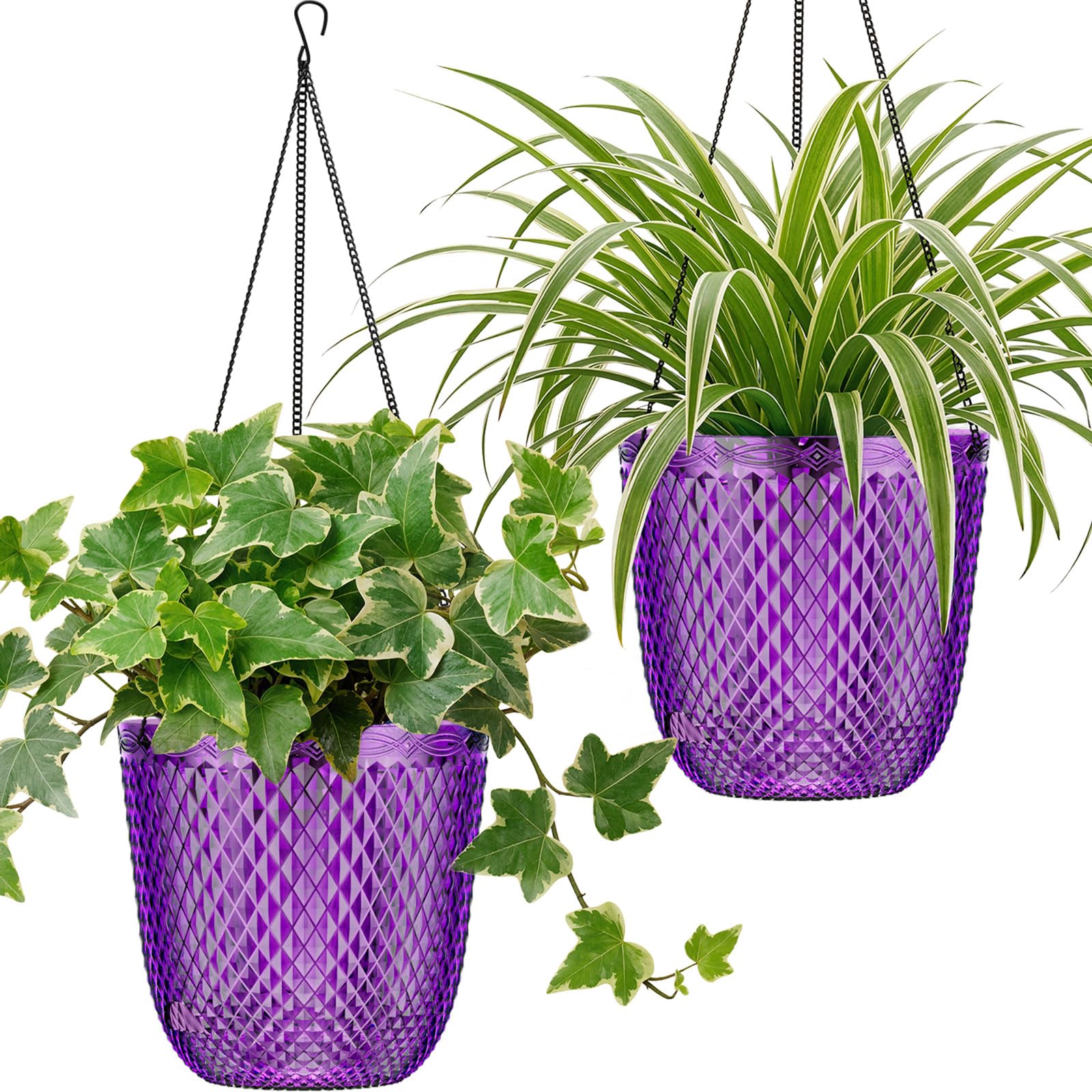 QCQHDU Hanging Planters for Indoor Plants, 2-Pack, 7.2 Inch, Purple