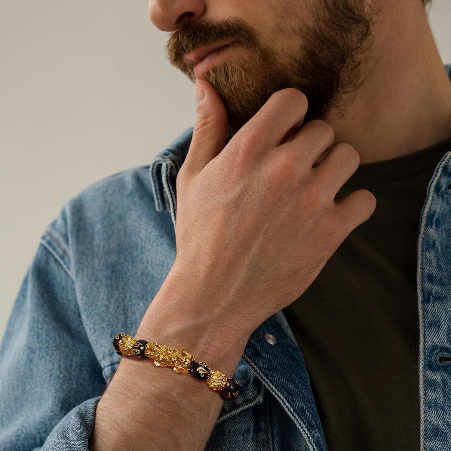 RIOSO Feng Shui Bracelets for Men Women Good Luck Black Obsidian Pixiu Beads Lucky Bracelet Set Dragon Attract Wealth Money Fortune Pi Yao Jewelry - Image 4