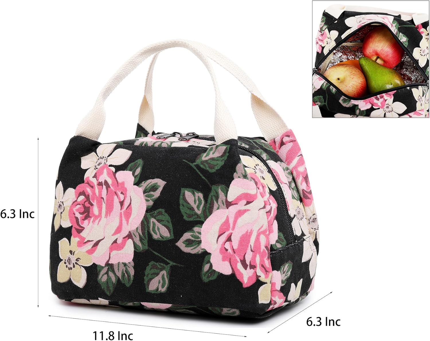 Abshoo Canvas Dot Backpack Cute Teen Girls Backpacks Set 3 Pcs School Bookbags Floral Black