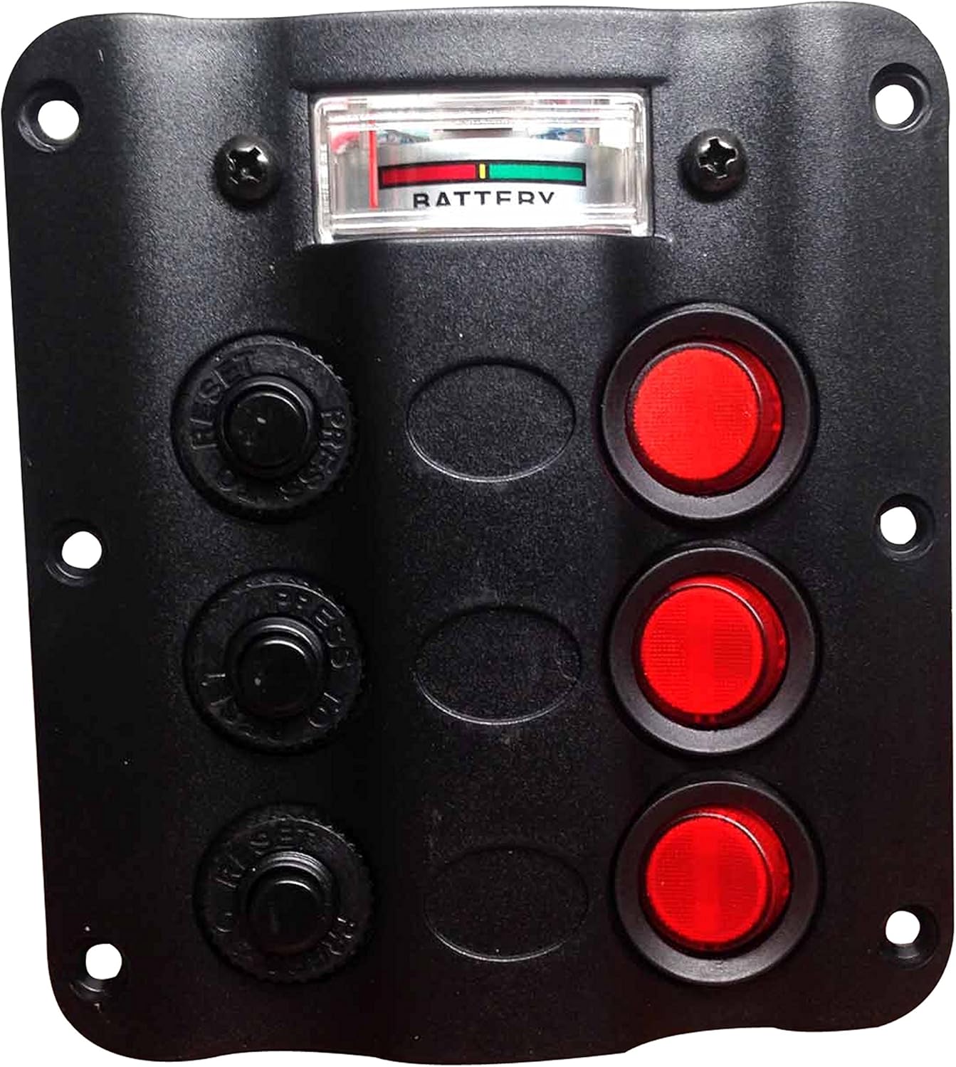 Pactrade Marine Boat Splash Proof 3 Gang Switch Panel with Volt Meter LED Indicator
