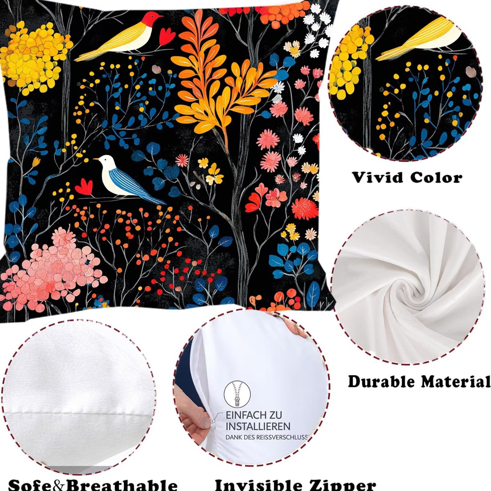 Outdoor Kissen Wasserfest Dekorative 4 er Kissenbezug 55x55cm Frühling Samt Kissenbezüge Farbe kissen Wetterfest Blumen2 Kissenbezug Werden für Heim Sofak Outdoor Garten Stuhl Bett Schlafzimmer F0P300