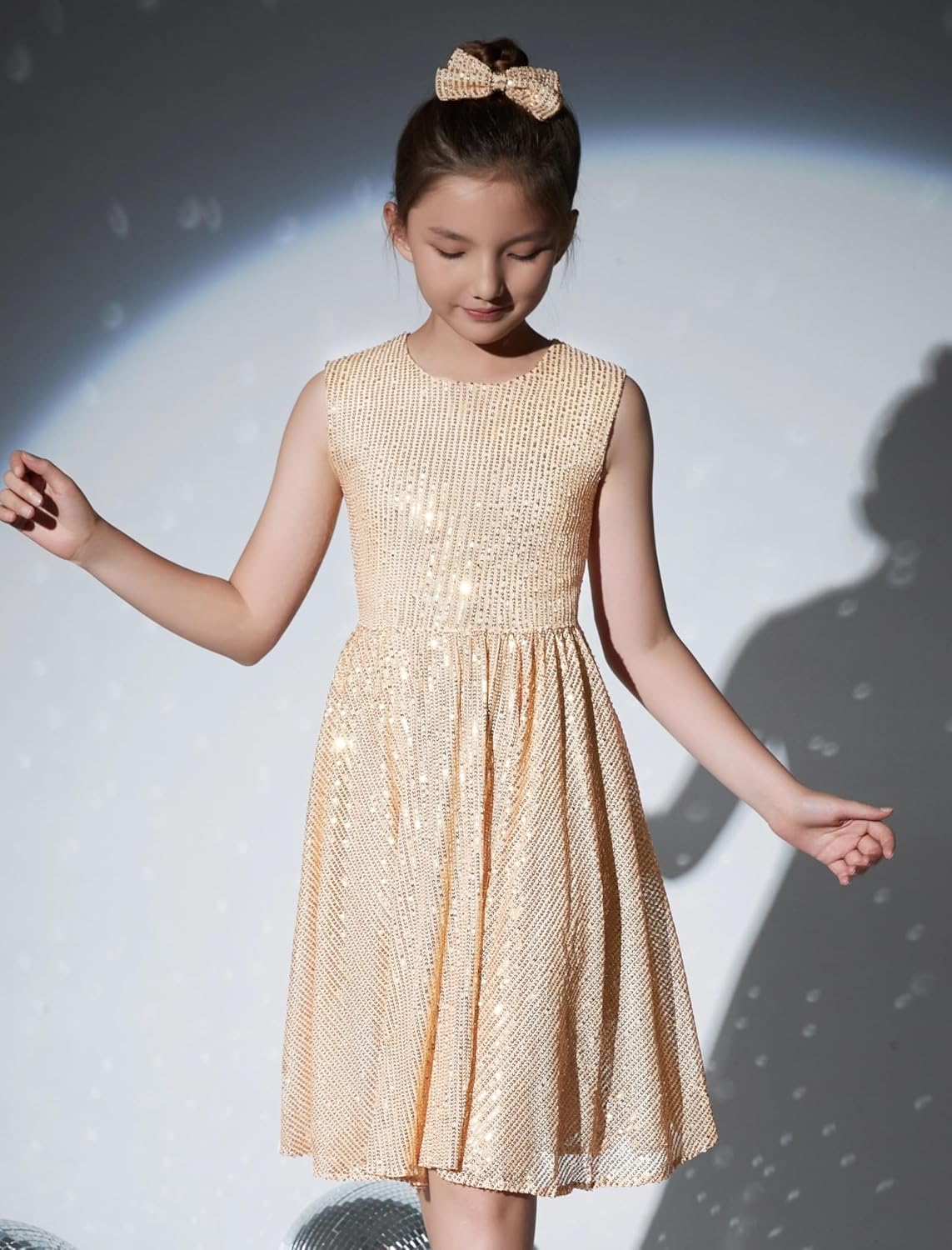 EXARUS Girls Sparkly Sparkle Dress Sleeveless Sequin Party Special Occasion Formal Sequence Dress - Image 2