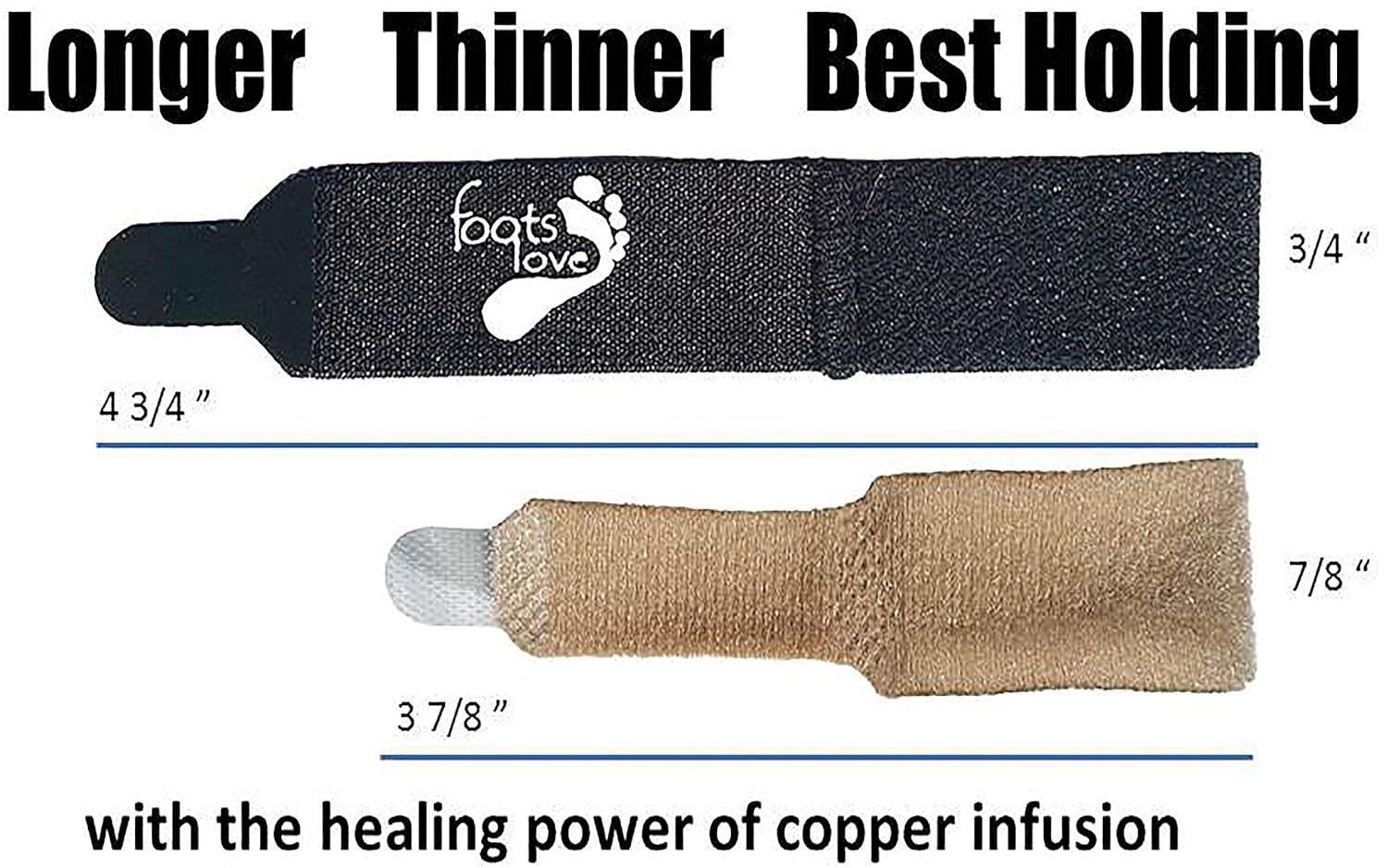 Foots Love - Broken Toe Splints. Crooked Toe Separator Hammer Toe Straightener Wraps. The Only Copper Align, Protect & Heal Brace. Even Better Now With No Slip ! : Health & Household