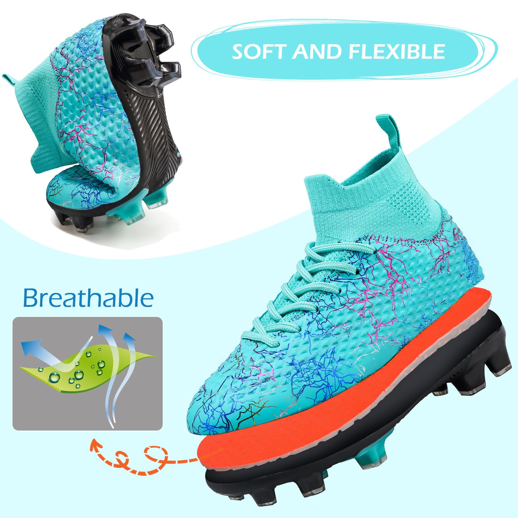 PiDaGlobal Scarpe da Calcio Bambini e Ragazzi Tacchetti da Professionali attività all'aperto Scarpe per Competizioni e Allenamento Scarpe da Calcetto per Adolescenti