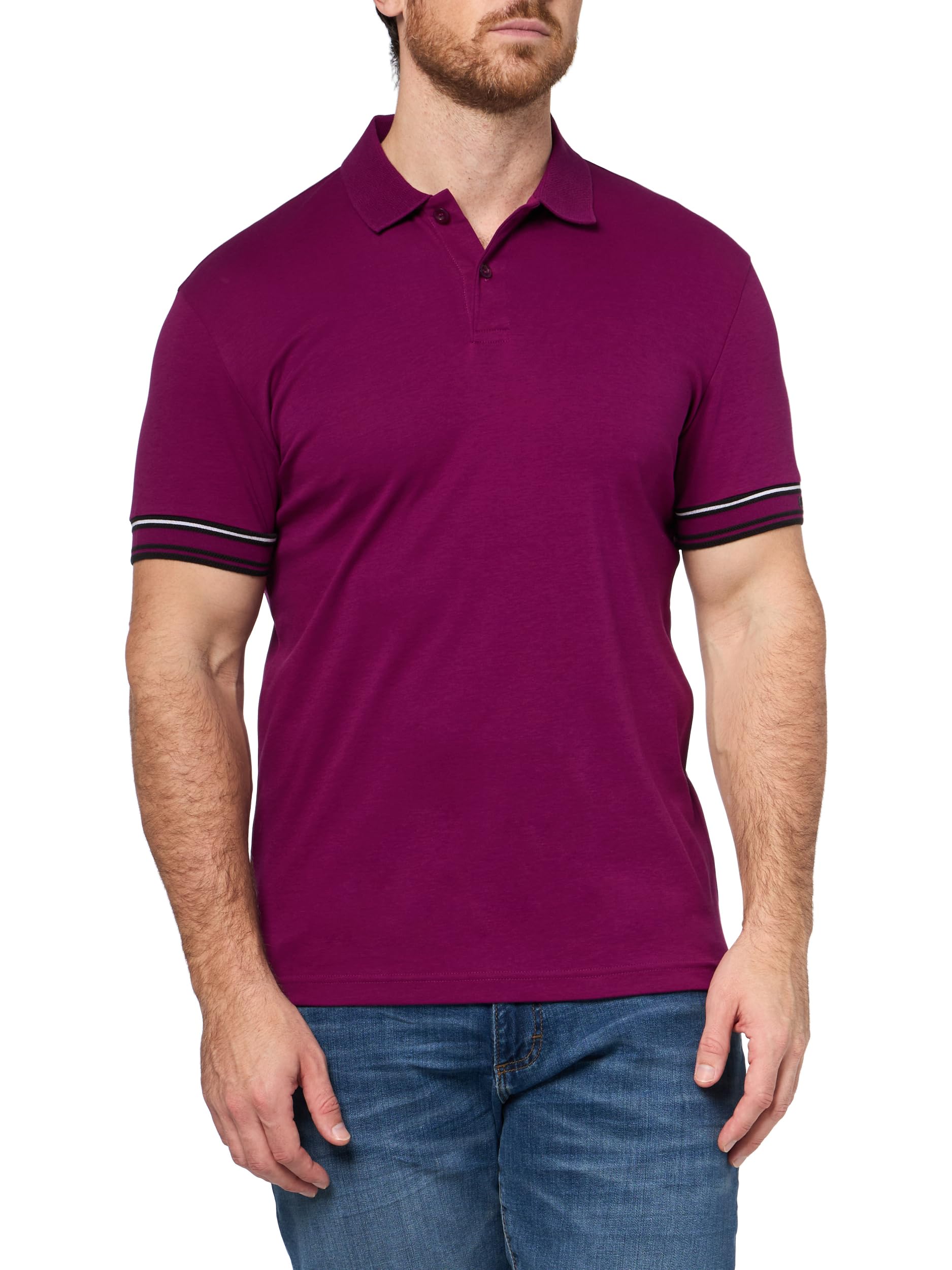 BOSS Men's Interlock Cotton Polo Shirt, Plum Caspia, Large
