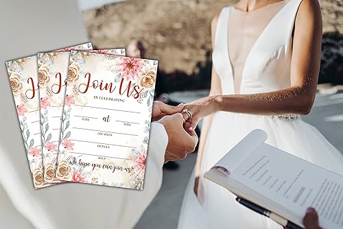 Miniatura 4 de Invitación de recepción de boda, tarjetas de invitación de bienvenida de novia florales bohemias, hermosos y minimalistas suministros de