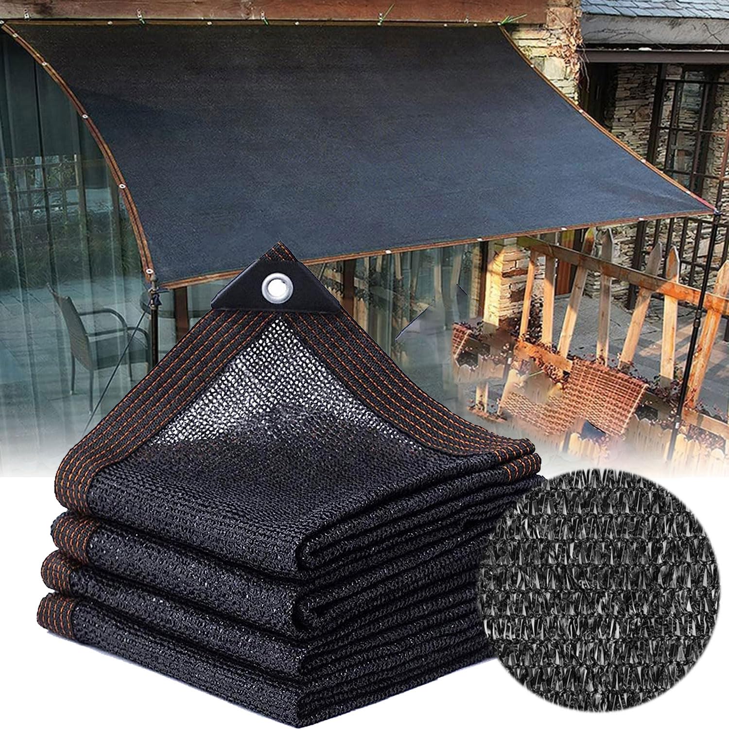Schaduwnet, 2 x 3 m, 90% tuin, uv-schaduwnet met inslagringen, zonweringsnet, schaduwnet, zonnezeil voor tuin, pergola, broeikas, outdoor koeling