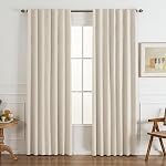 100% Rideaux noir-Terminaux isolés Chambre à coucher Salle de séjour Draps de fenêtre assombrie 90" (7.5ft) 2 Panneaux,Lin naturel mélange de tissu Rideau de ferme Tablier arrière Rod Pocket,Noir