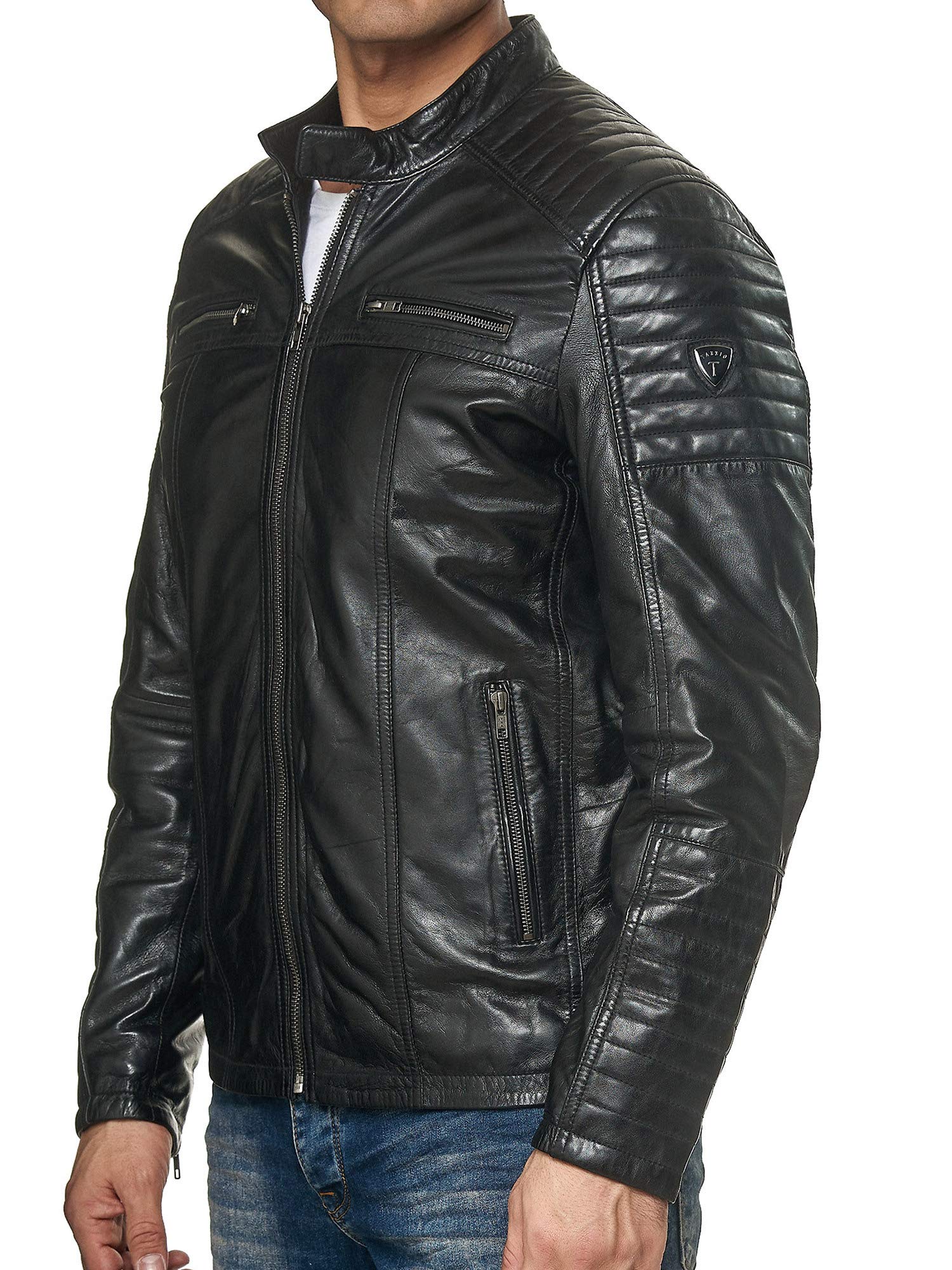 Tazzio Chaqueta de piel auténtica para hombre 19709
