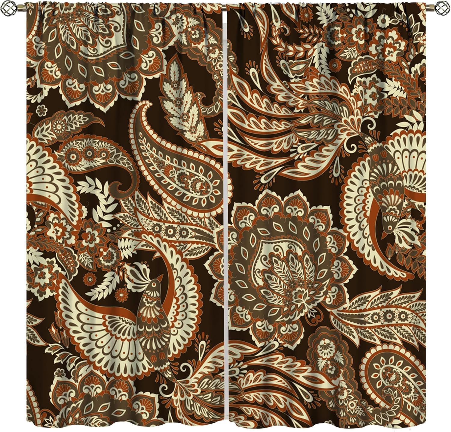 Lot De 2 Rideaux Salon Chambre Occultants À Oeillets, Grande Largeur Draperies Intérieurs 3D Rétro Floral 280X250 Cm (L + H) Motif Rideaux Isolant Thermique Et Phonique Rideau Occultant -214110005