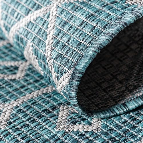 Vista 238 de Unique Loom Alfombra Colección enrejado Marroquí Celosía Transicional Interior y Exterior, Polipropileno Gris carbón/natural