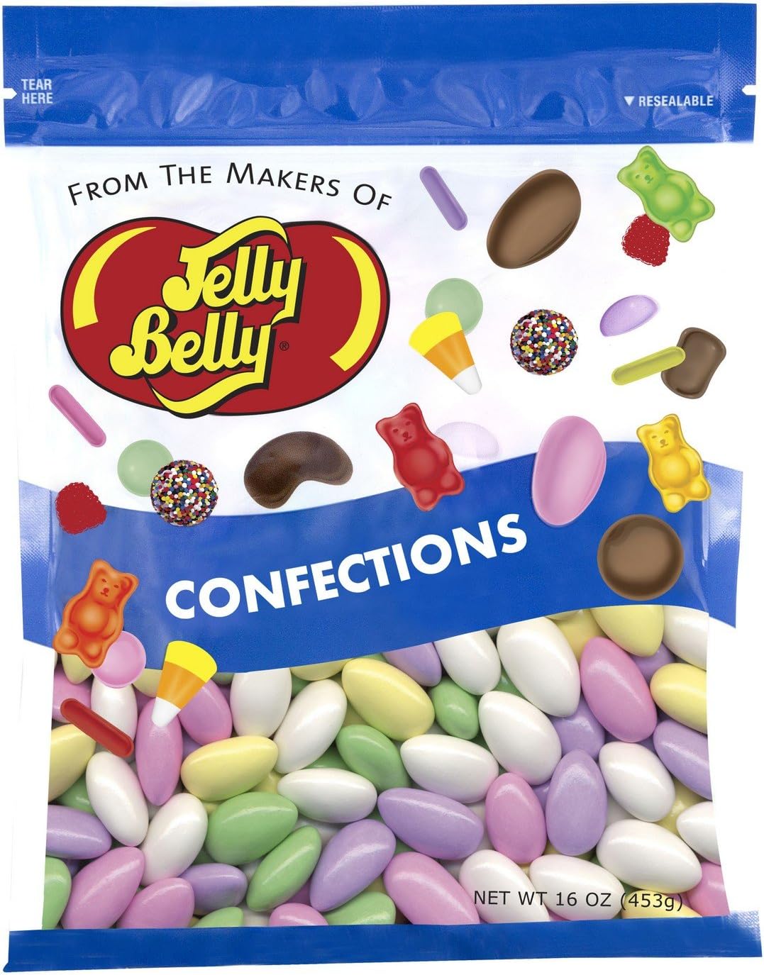 Jelly Belly Assorted Jordan Almonds - 1 Pound (16 Ounces) Resealable Bag - Genuine, Official, Straight from the Source