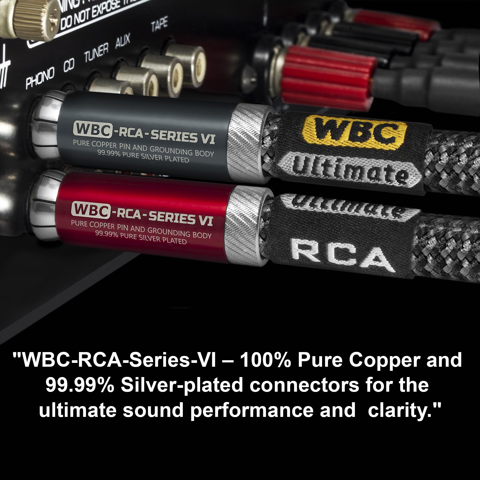 WORLDS BEST CABLES 3 pies Ultimate – 18 AWG – OFC ultra puro – Capacitancia ultra baja (13pF/ft) – Par de cables RCA para audiófilos premium con conectores RCA de cobre puro chapados en plata y