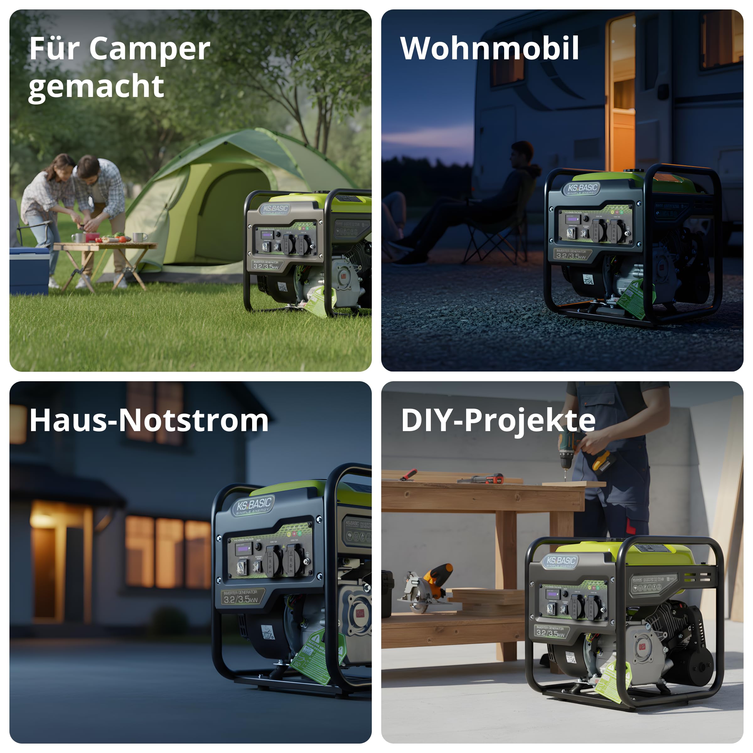 K&S BASIC KSB 35i Inverter-Generator 3,5 kW, stromerzeuger Inverter hat stabile Ausgangsspannung, EURO-5-Benzinmotor, notstromaggregat mit 100% Kupferwicklung, generator Inverter