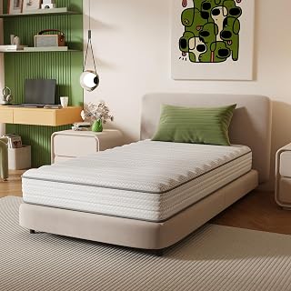 Novilla 8 Inch Twin Mattress for Kids - SmartS Coil Hybrid with CertiPUR-US Foam, Medium Plush Pressure Relief in a Box, White