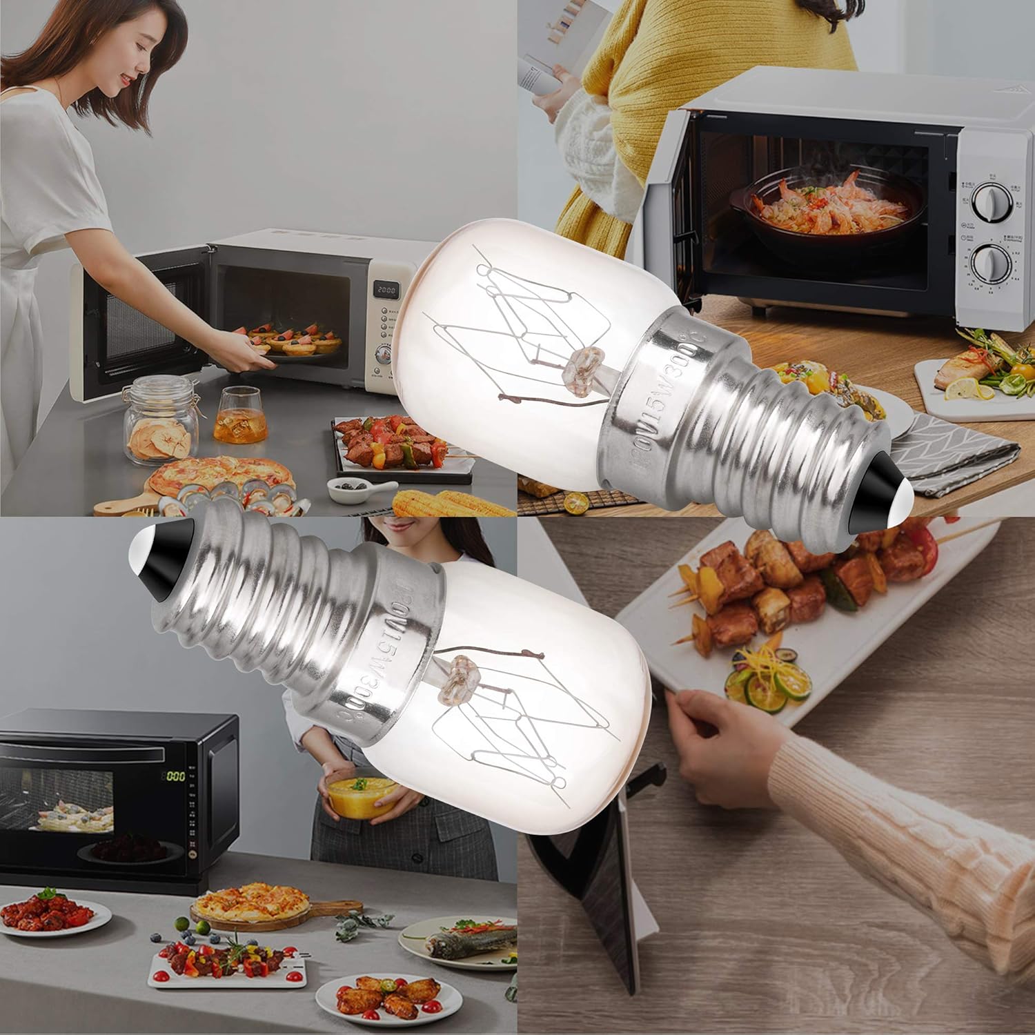BQLZR 120V 15W E14 Microwave Oven Light Bulbs Appliance Accessories 4173175 Pack of 2