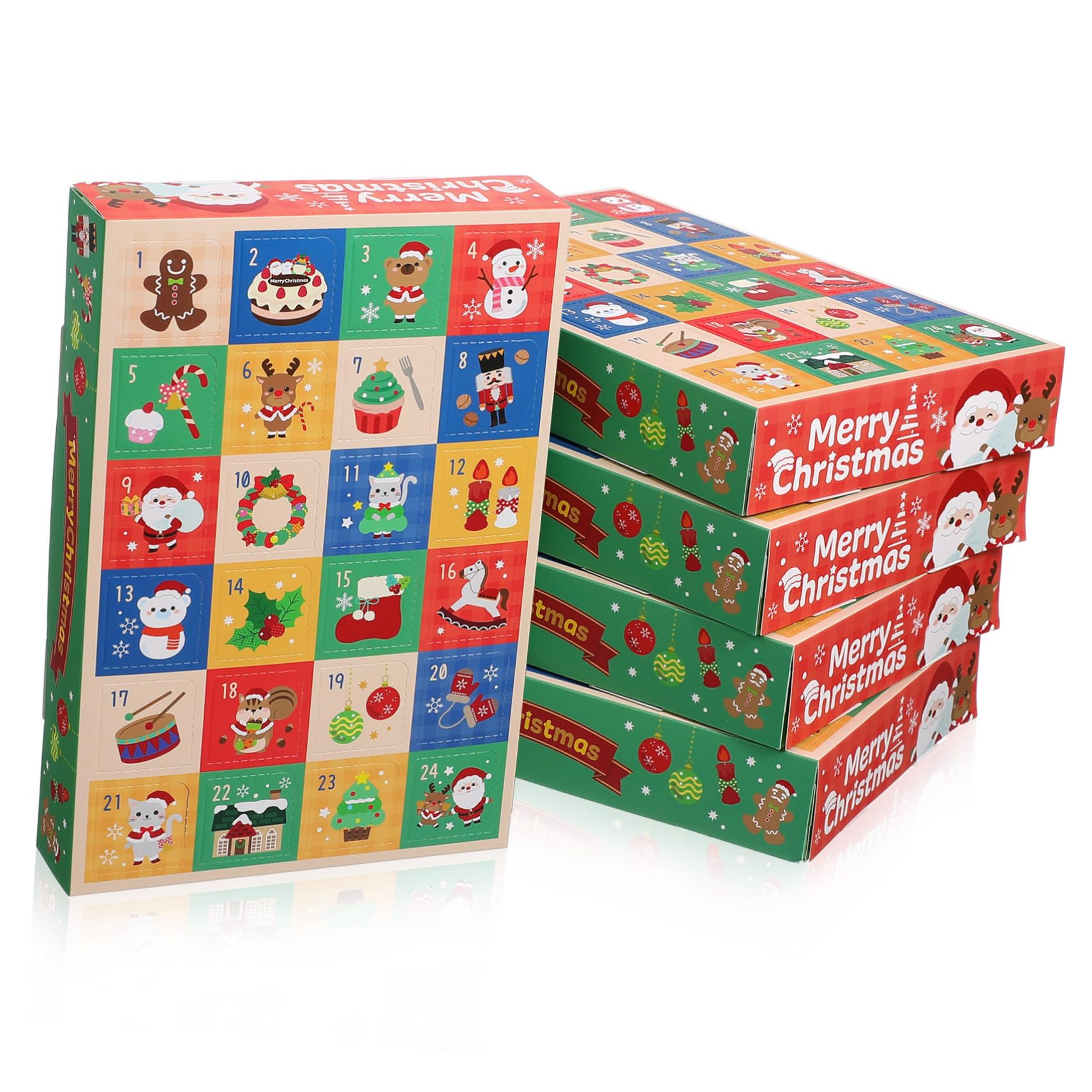 Alipis 5pezzi Scatole Vuote di Carta per Calendario di Natale Scatole Regalo da Riempire per Vacanze del Calendario Avvento per Conto alla Rovescia di Natale