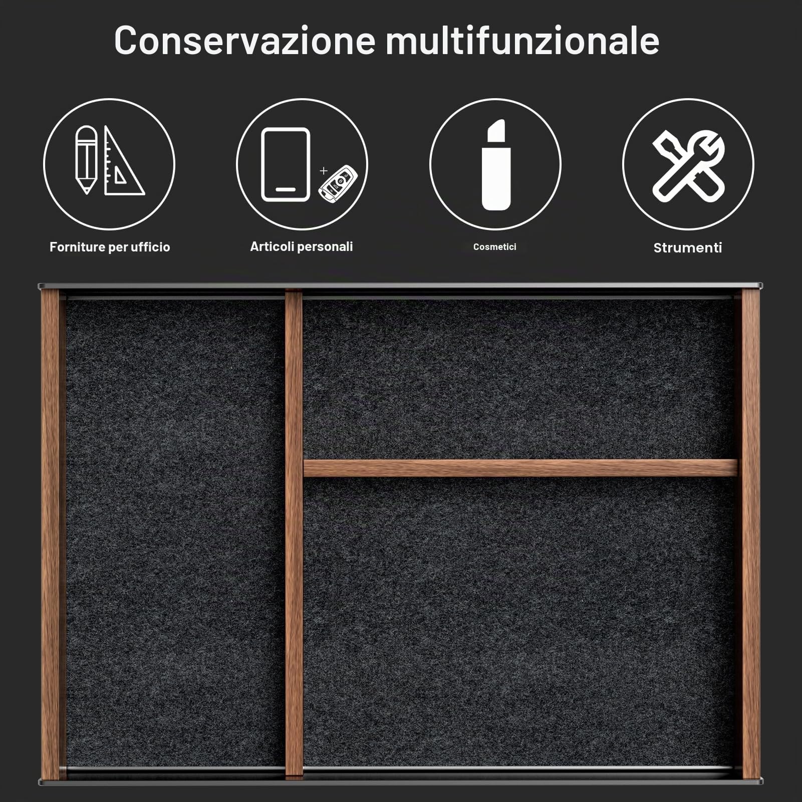 Vassoio da scrivania in legno, organizer da cassetto, stand appendiabiti da uomo in alluminio e noce, accessori da ufficio estetici, casa, forniture, chiavi, penne, orologi