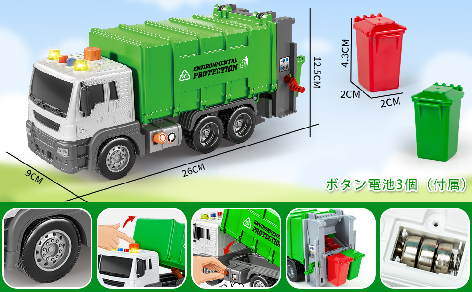 Amazon.co.jp: ゴミ収集車 おもちゃ 清掃車 建設車両 トラック