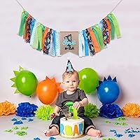 Vista 4 de Cartel de dinosaurio para silla de bebé, decoración de fiesta de dinosaurios, cartel para silla de bebé, primer cumpleaños, decoración de corona