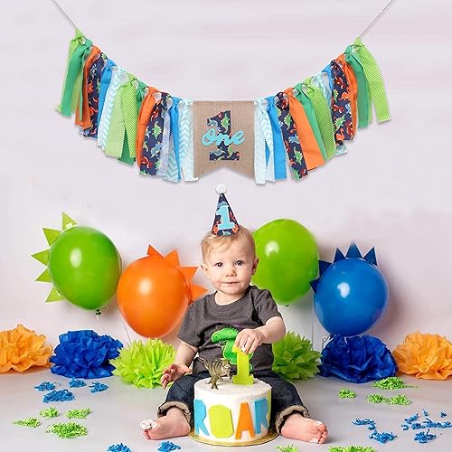 Miniatura 4 de Cartel de dinosaurio para silla de bebé, decoración de fiesta de dinosaurios, cartel para silla de bebé, primer cumpleaños, decoración de corona,