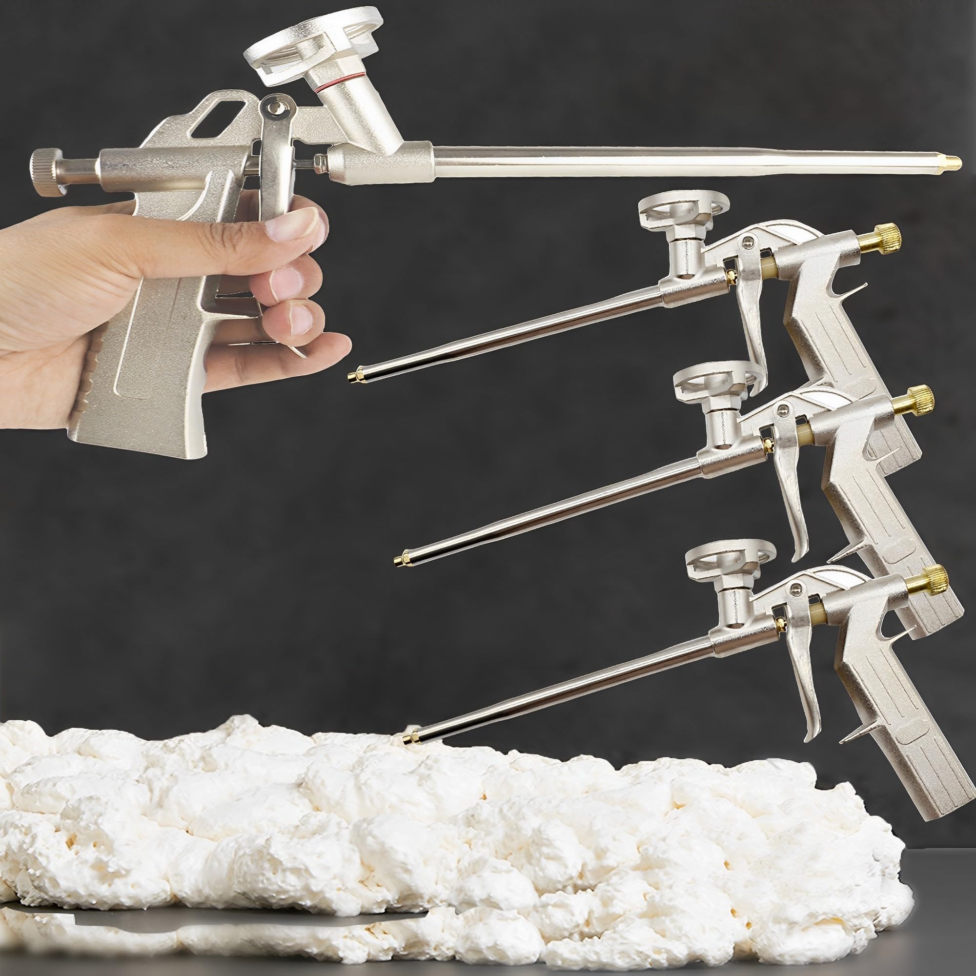 CINY Pistola per Schiuma Poliuretanica, Metallo Pistola Per Schiuma Espansa Ad Espansione In Pu Resistente Per Mastice Da Costruzione Calafataggio, Riempimento, Sigillatura(4 pz oro)
