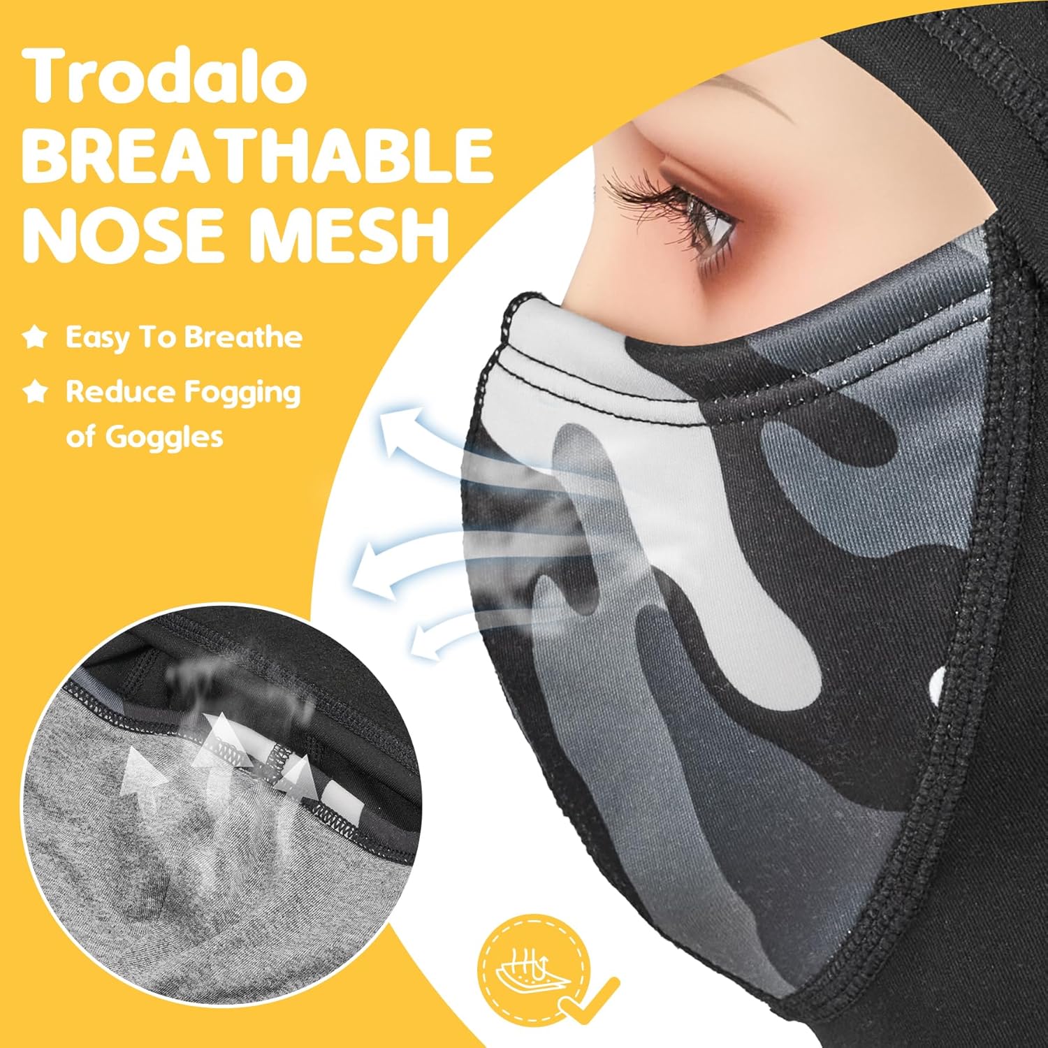 Kids Winter Balaclava Breathable Ski Mask for Girls Boys Fleece Face Mask Warmer Face Cover Neck Gaiters for Outdoor - Image 3