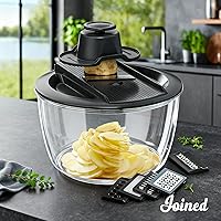 Vista 5 de Joined Centrifugadora Grande para Ensaladas y Cortadora de Mandolina 6 en 1, Centrifugadora de Lechuga Multiuso con Drenaje, Tazón y Colador