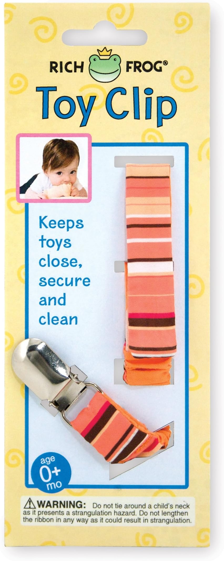 Rich Frog Toy Clip for Baby, 10" -Orange