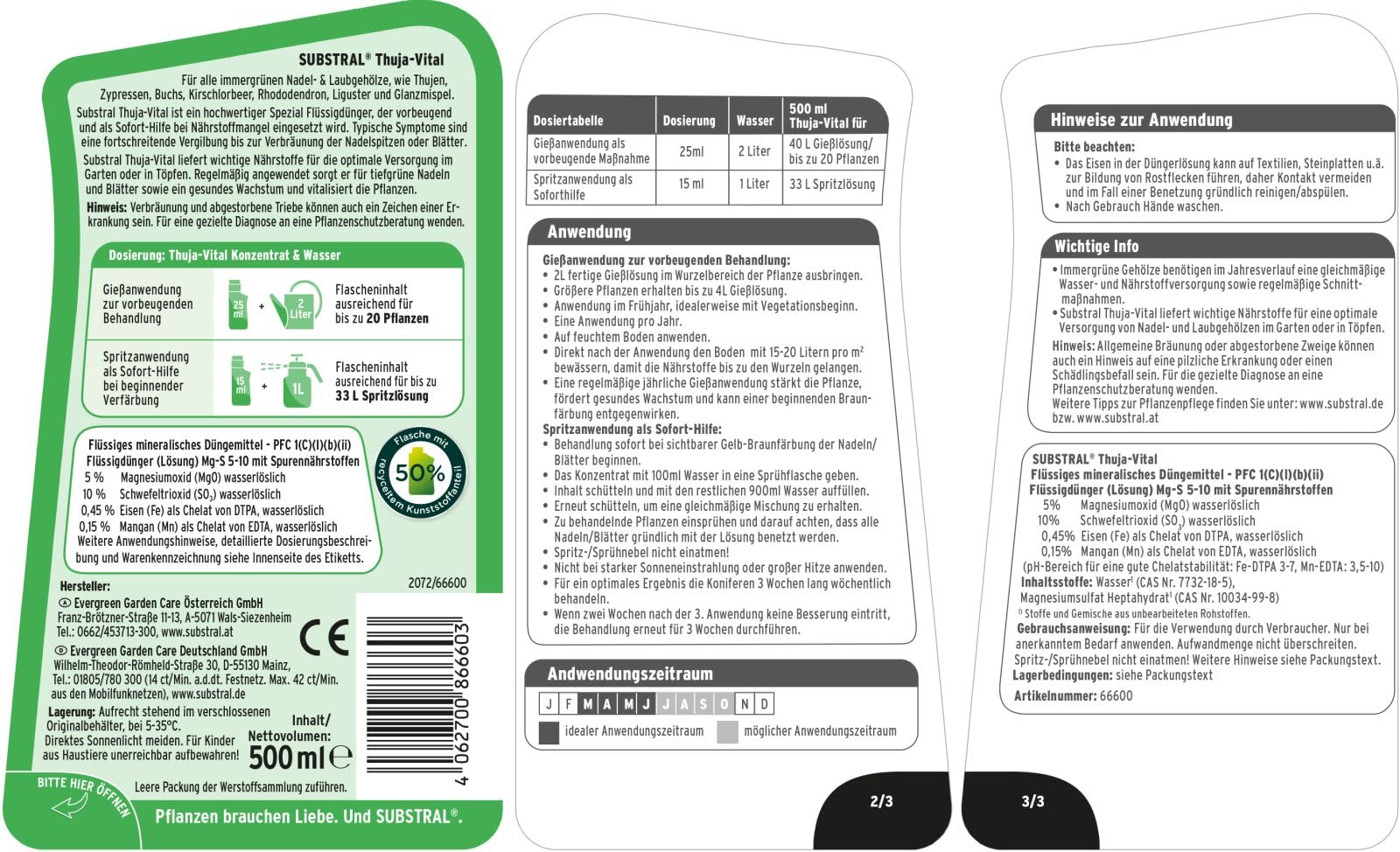 4 X 500ml Substral®Thuja Vital
