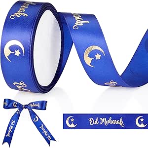 Sinmoe Eid Mubarak Ribbon 5m x 2.5cm Ramadan Mubarak Ribbon with Words ...