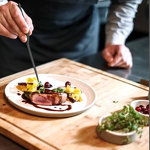 Miniatura 6 de Yioeecf Pinzas compensadas de cocina de precisión de acero inoxidable negro de 8 pulgadas, para cocinar estilo de diseño de alimentos