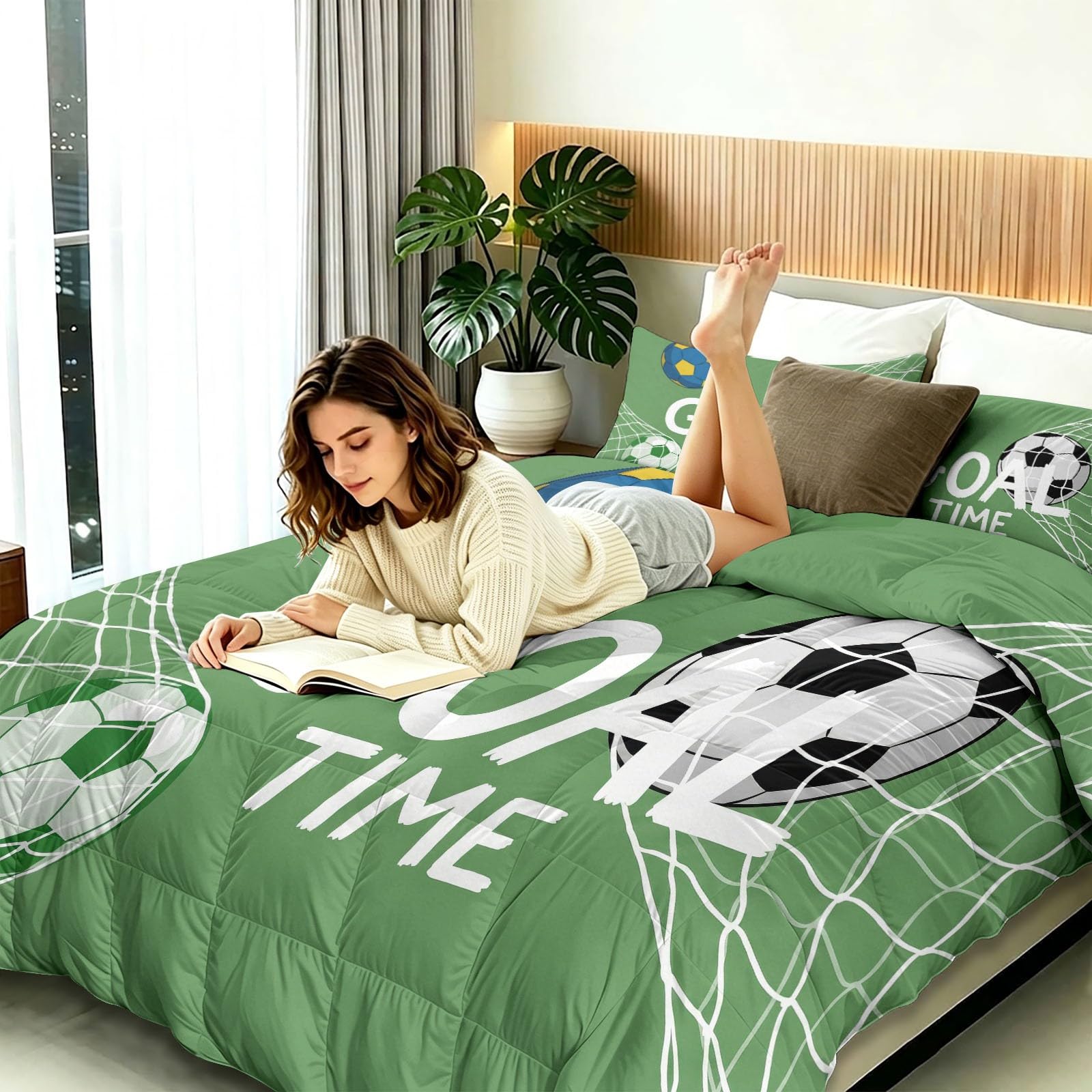 Edredón doble sin funda de edredón de 4,5 tog, edredón de verano con estampado de fútbol deportivo, reversible, moderno, competitivo y red blanca, manta ligera de verano, lavable a máquina, 200 x 200