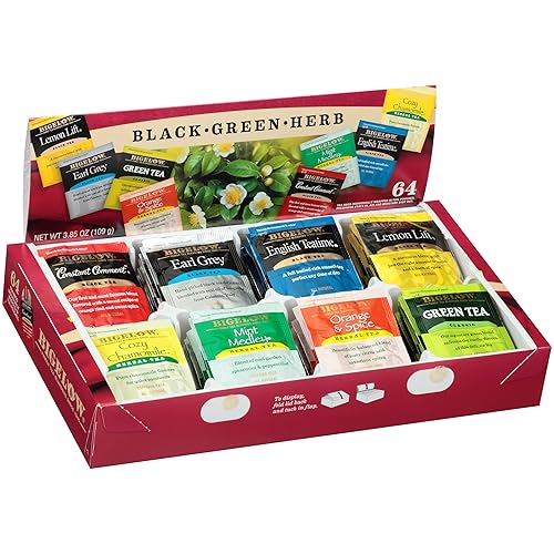 Bigelow Tea Assortment, Green, Black, and Herbal Teas with English Teatime, Constant Comment, Lemon Lift, Earl Grey, Green, Cozy Chamomile, Orange Spice, Mint Medley, 64 Tea Bags (Pack of 1) - Flavor Assortment - 64 Count (Pack of 1)