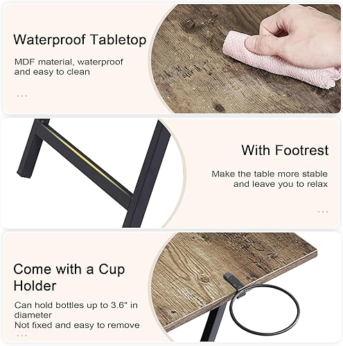 Miniatura 21 de VECELO Bandeja plegable de TV para comer, juego de 2, mesa portátil para cena/merienda con portavasos para sofá, sala de estar y espacio pequeño,