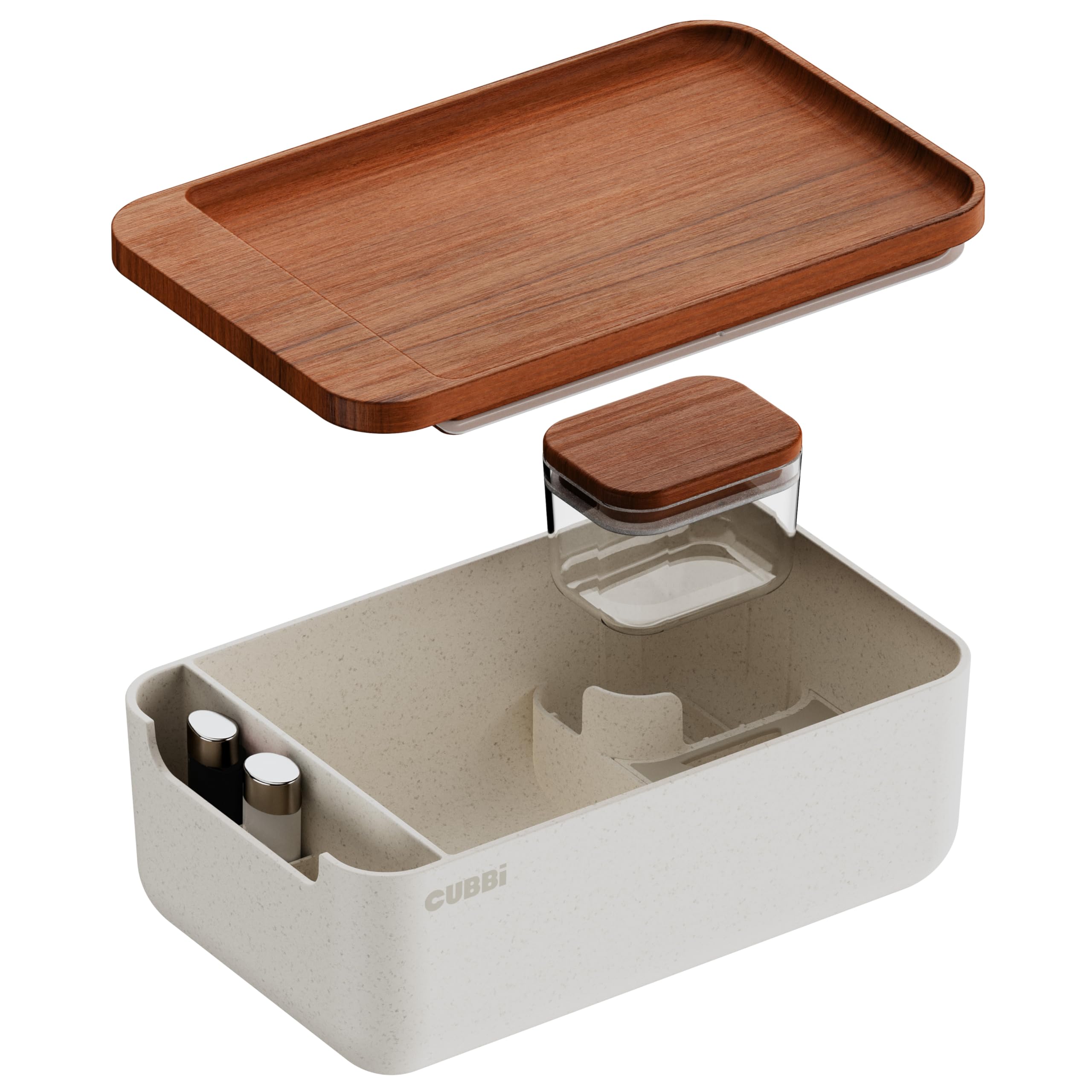 Airtight Box with Tray - Silicone Seals - 100% Air-Tight Storage Box with Accessories – White