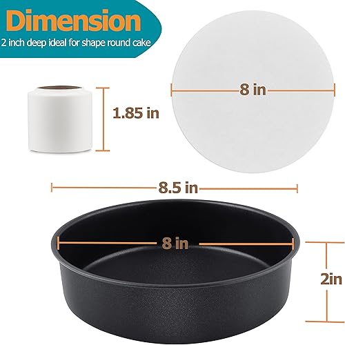 Miniatura 9 de LIANYU Juego de 3 moldes redondos de 6 x 2 pulgadas, antiadherentes negros para tartas de cumpleaños, para hornear bodas, moldes de acero inoxidable