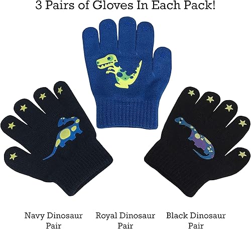 Miniatura 2 de N'Ice Caps Guantes Mágicos Elásticos para Niños, Set de 3 Pares para Niños Pequeños, Niños y Niñas, Invierno