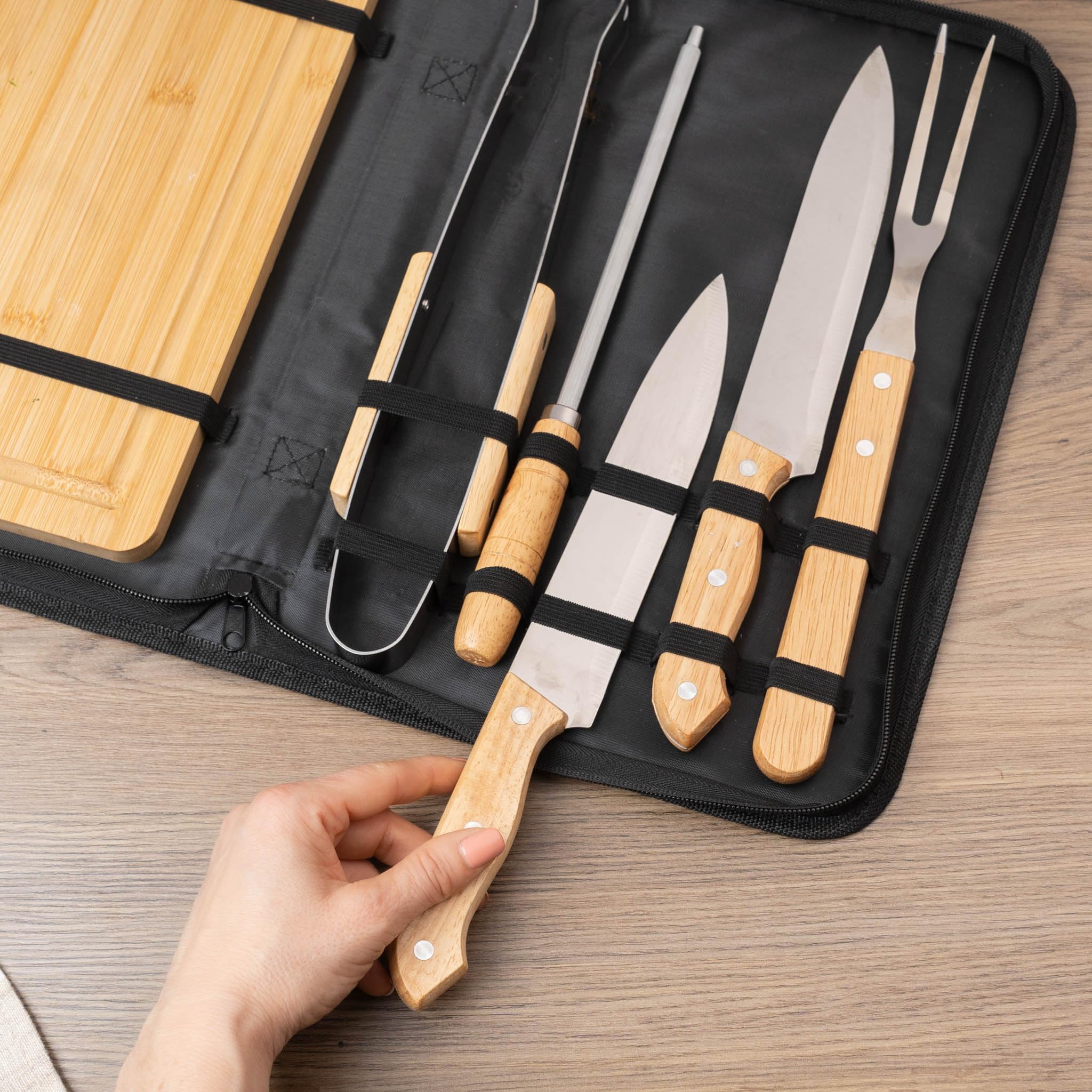 Wanapix Kit Barbecue Personnalisé Ustensiles BBQ Malette 6 Accessoires Set