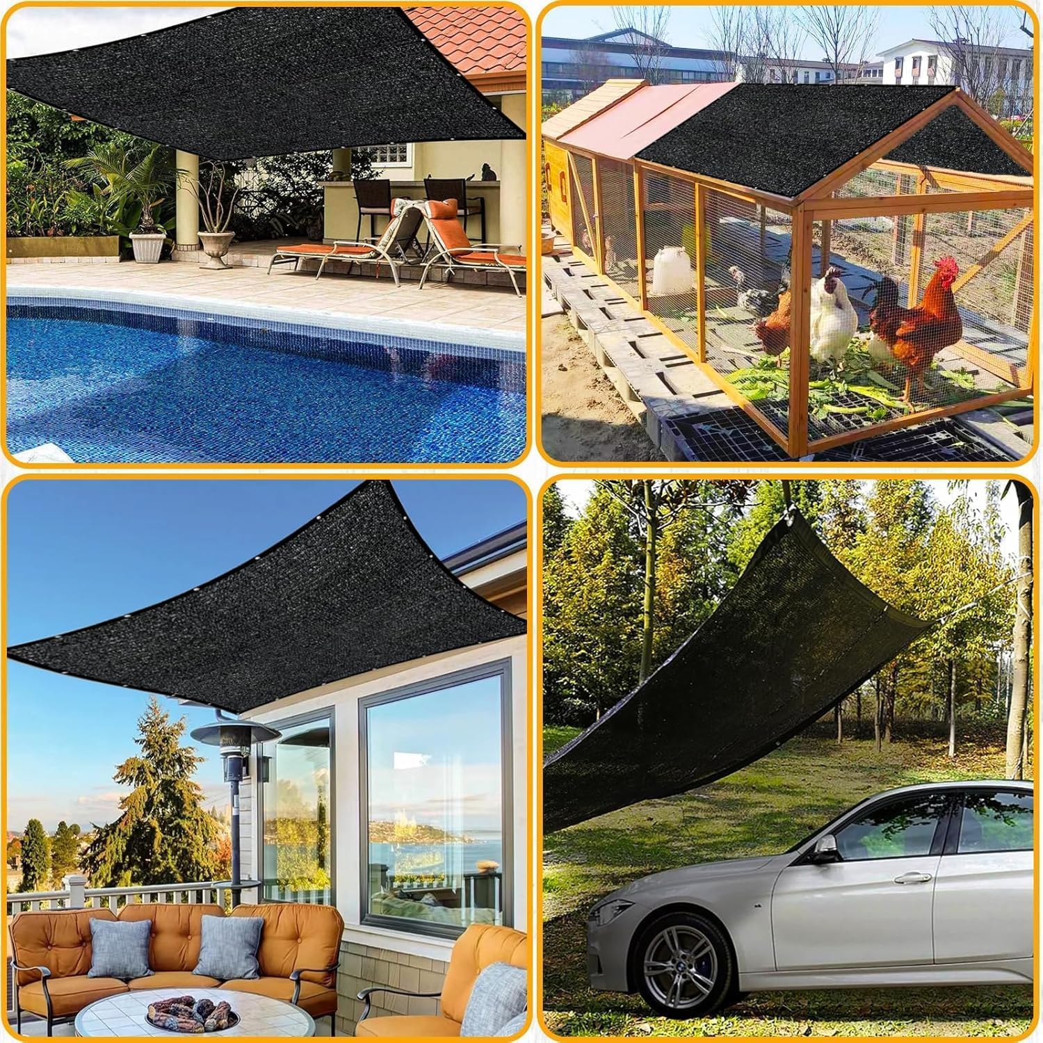 Malla de Sombra con Ojales, Red de Sombra 80-95% UV-Malla Sombreo Exterior HDPE Transpirable para Jardín Invernadero Pérgola Patio Balcón y Gallinero, Toldo de Sombra Resistente Viento — view 6