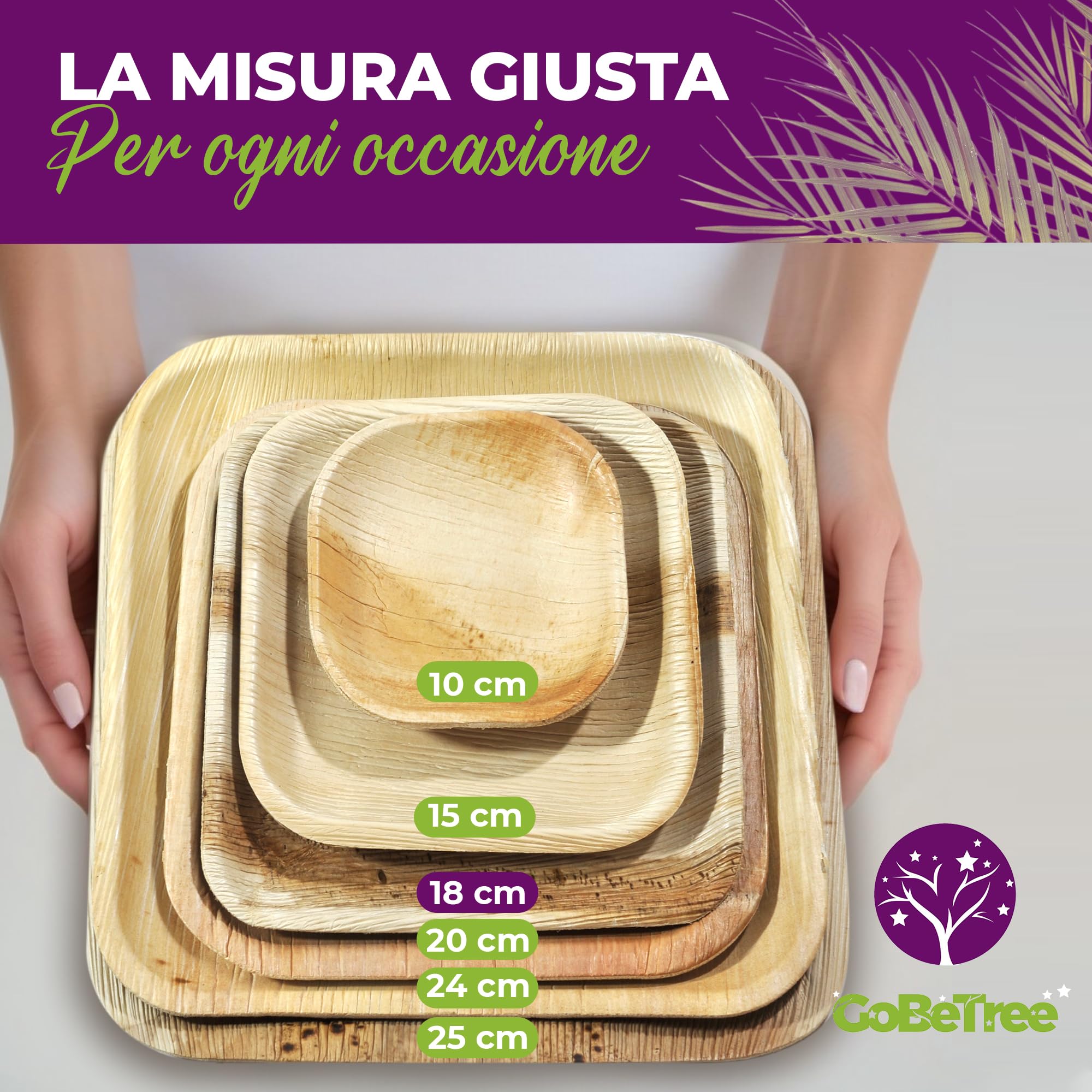 GoBeTree Piatti Foglia di Palma 25 Piatti Monouso Quadrati | FindTheDeal