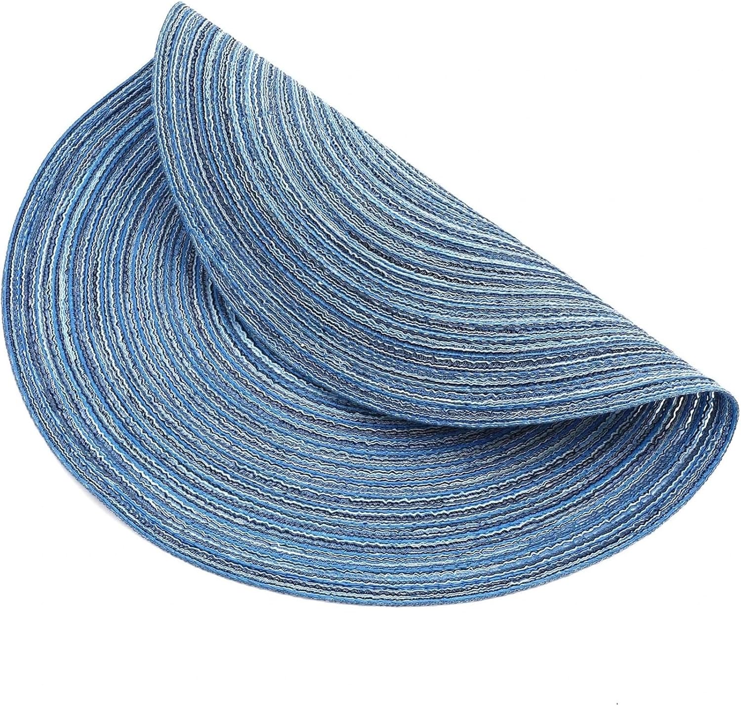 Blue Round Braided Placemats Set of 6 Circle Place Mats Kitchen Table Mats for Dining Table Wedding Party