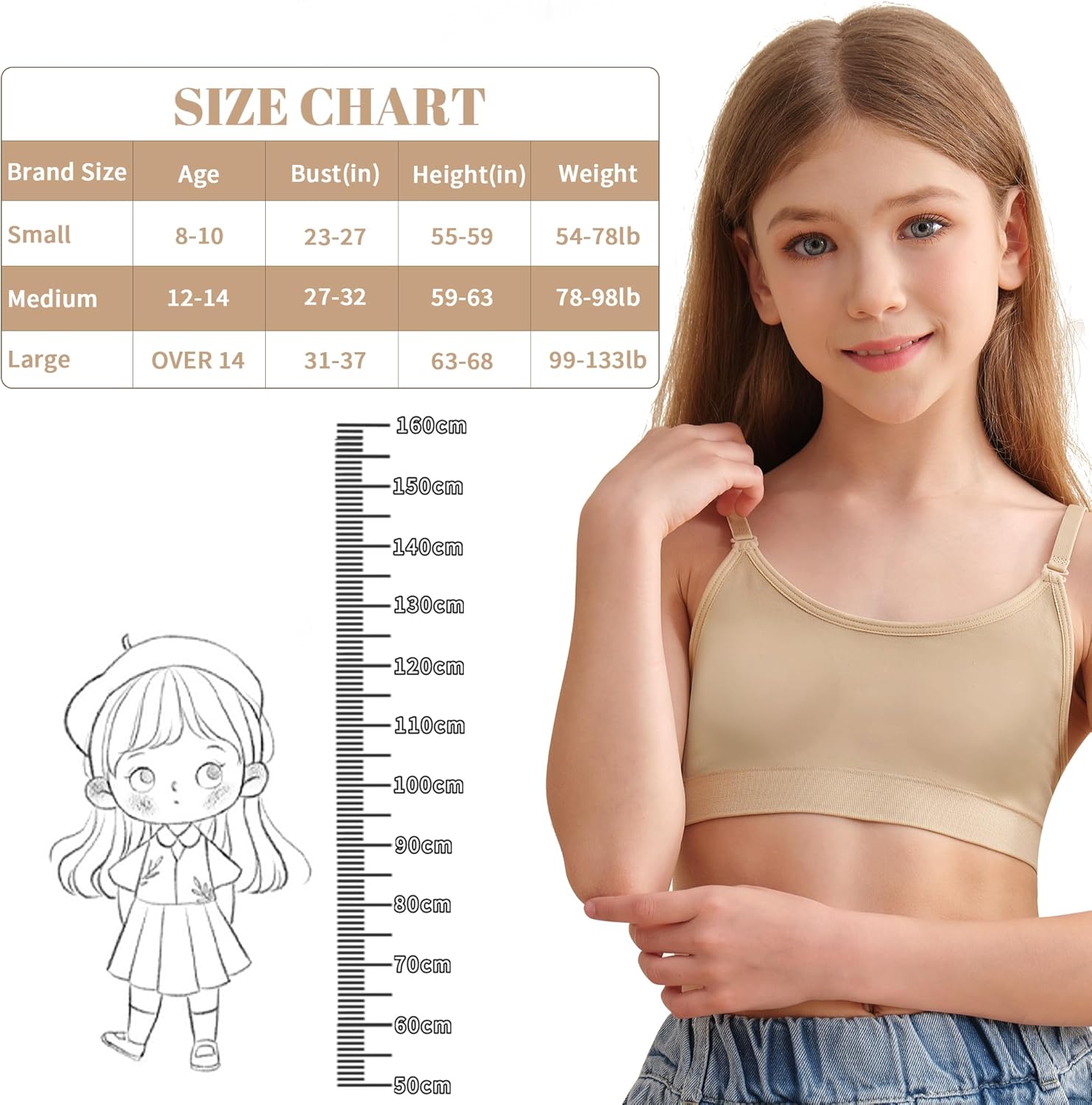 MOLLDAN Dance Bra for Girls 8-16 Years Ballet Gymnastics Sports with Adjustable Straps,Lining,Silicone Pads - Image 3