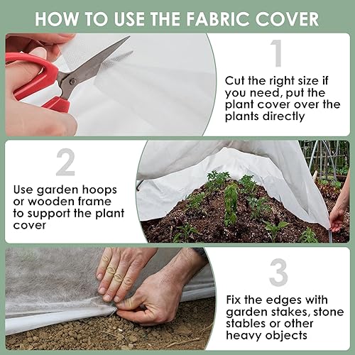 Miniatura 2 de Cubiertas para plantas de protección contra congelación, cubierta flotante de fila de 10 x 30 pies, cubierta de tela de jardín para invierno,